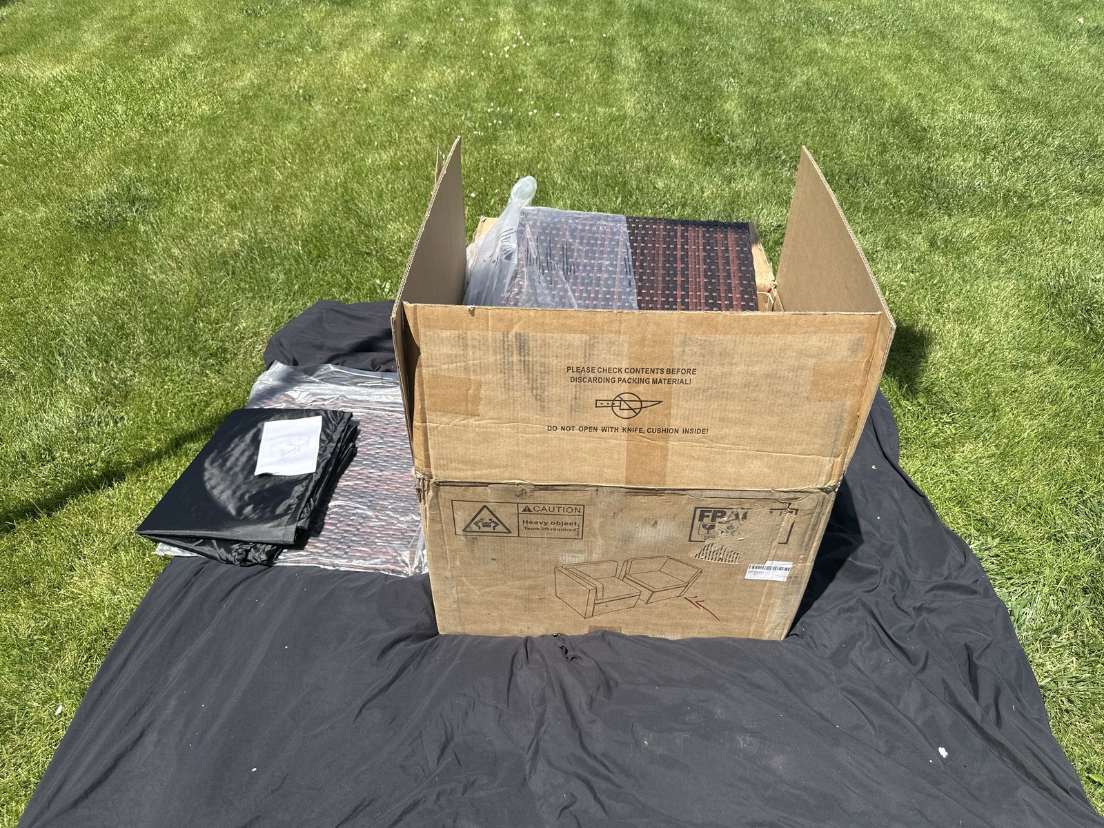 Unassembled Outdoor Patio Furniture Set W/ covers - Rattan Wicker Sectional Sofa, New in Box