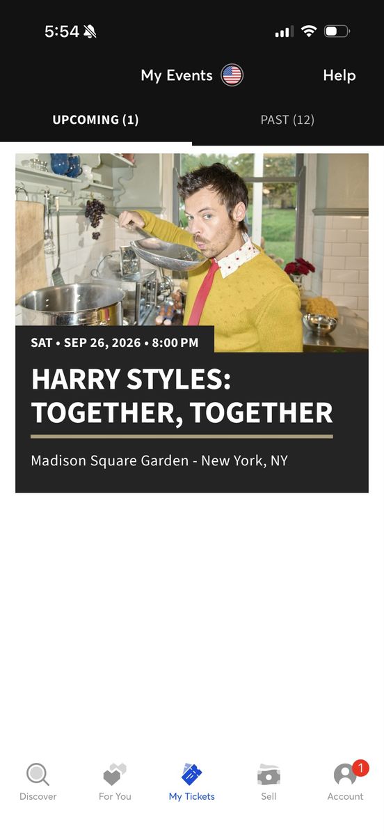 Harry Styles: Together, Together Tickets - Madison Square Garden (9/26/2026)$300 OBO
