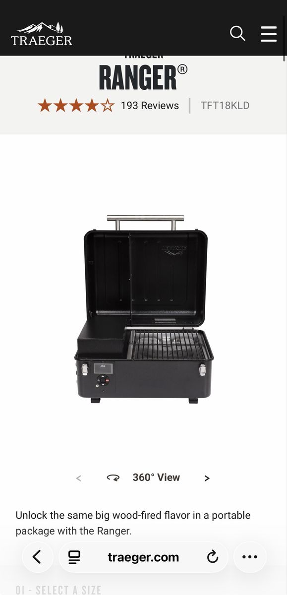 New Traeger Ranger TFT18KLD Portable Wood Fired Pellet Grill - 184 sq in Cooking Area
