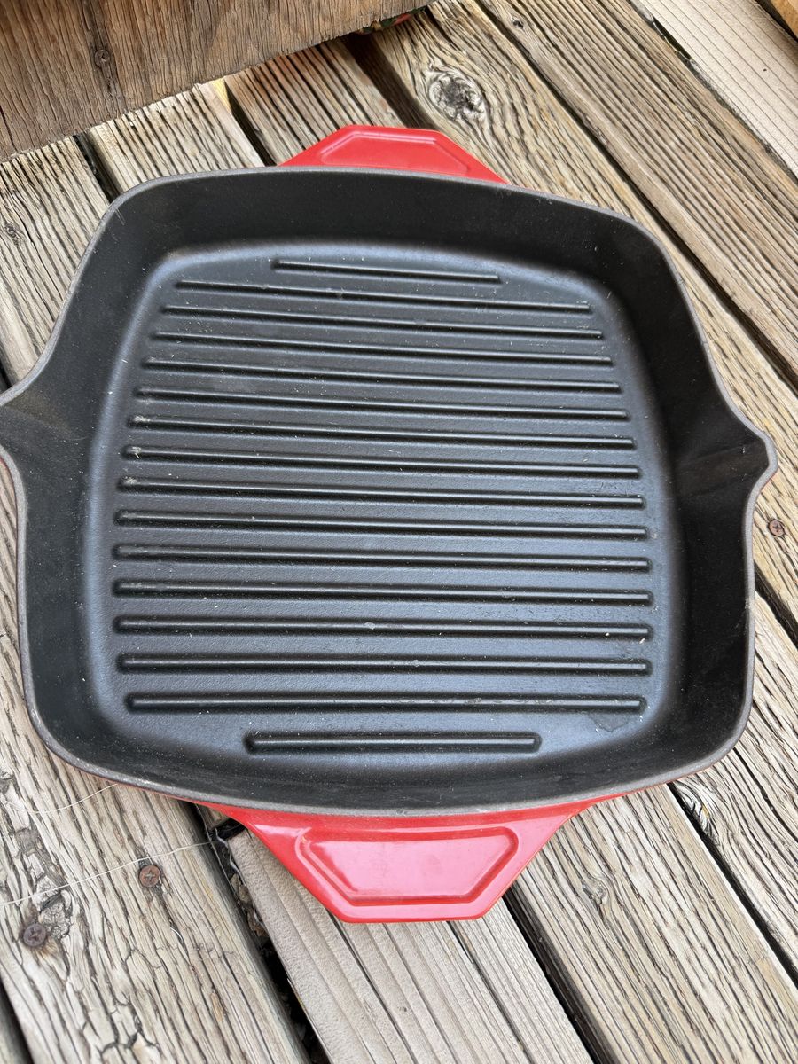 Le Creuset Red Enamel Cast Iron Square Grill Pan 12 Inch Made in France 30
