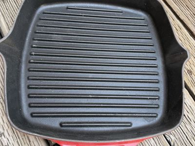 Le Creuset Red Enamel Cast Iron Square Grill Pan 12 Inch Made in France 30