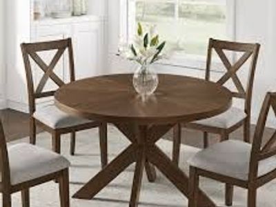 Lathan 5-Piece Round Dining Set, 48in Round Table with 4 Chairs 1862117 #106453