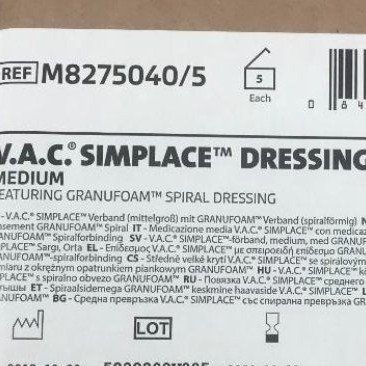 5 x kits SETS KCI V.A.C. SIMPLACE SPIRAL DRESSING MEDIUM M8275040
