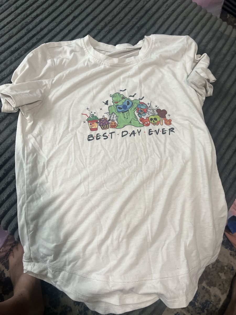 Disney Stitch Halloween Best Day Ever Graphic T-Shirt White XL