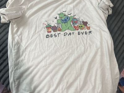 Disney Stitch Halloween Best Day Ever Graphic T-Shirt White XL