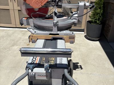 Ridgid 12 inch single bevel compound miter saw with ridgid folding stand