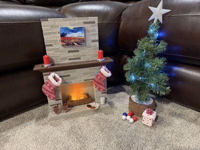 Our Generation (Target) Christmas Fireplace and Light-Up Tree Set Doll Holiday Decor