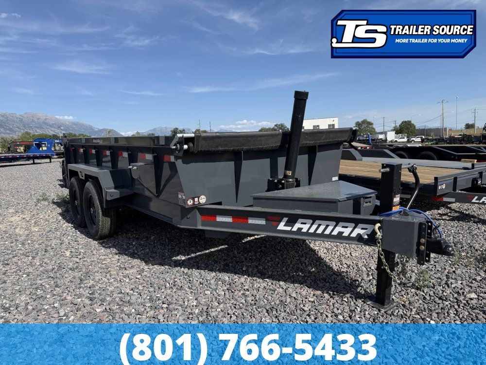 7x14 Lamar DT Dump Trailer - 24" Sides - 14K GVWR - Stabilizer Jacks, Telescopic