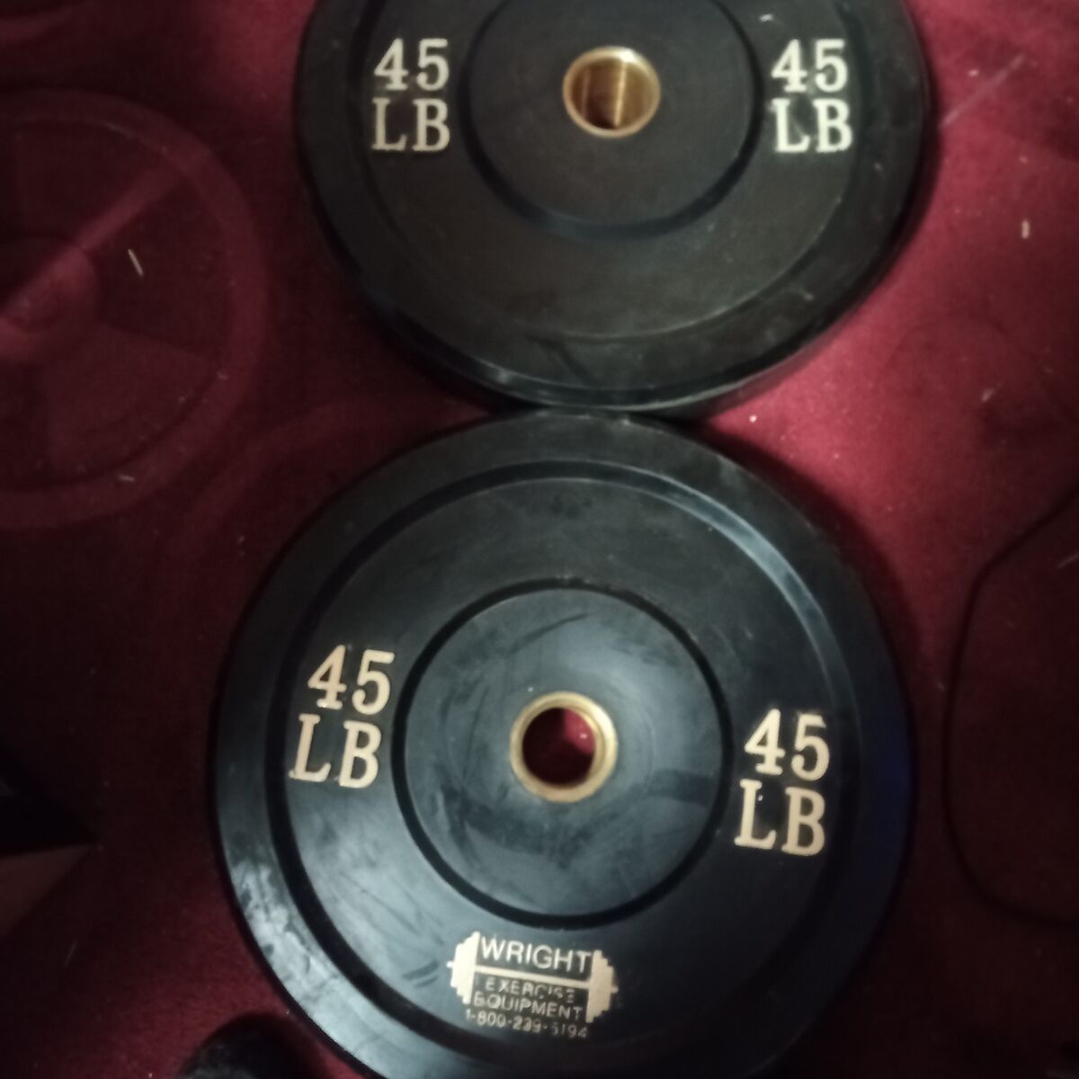 Pair 45lbs Wright olympic bumper plates