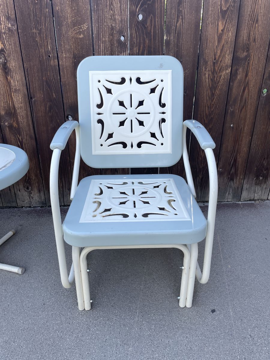 Vintage Style Metal Patio Set - Double Glider, Single Glider, Round Table