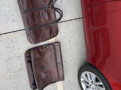 Pierre Cardin Brown Faux Alligator Luggage Set Garment Bag Briefcase