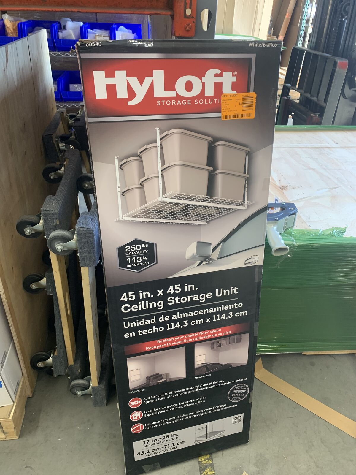HyLoft White Adjustable Metal Overhead Garage Storage Rack (45 in W x 45 in D)