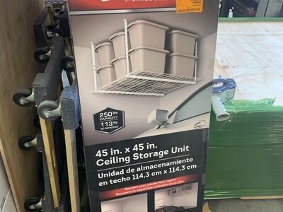 HyLoft White Adjustable Metal Overhead Garage Storage Rack (45 in W x 45 in D)