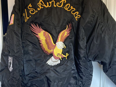US Air Force Jacket in L/XL with embroidered Eagle on back (see photos)