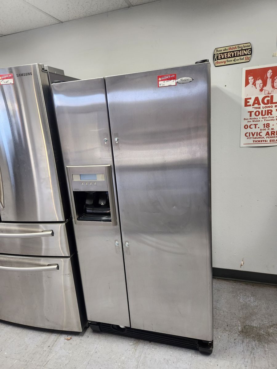 LOW PRICE GUARANTEED! WHIRLPOOL STAINLESS STEEL SIDE BY SIDE FRIDGE!