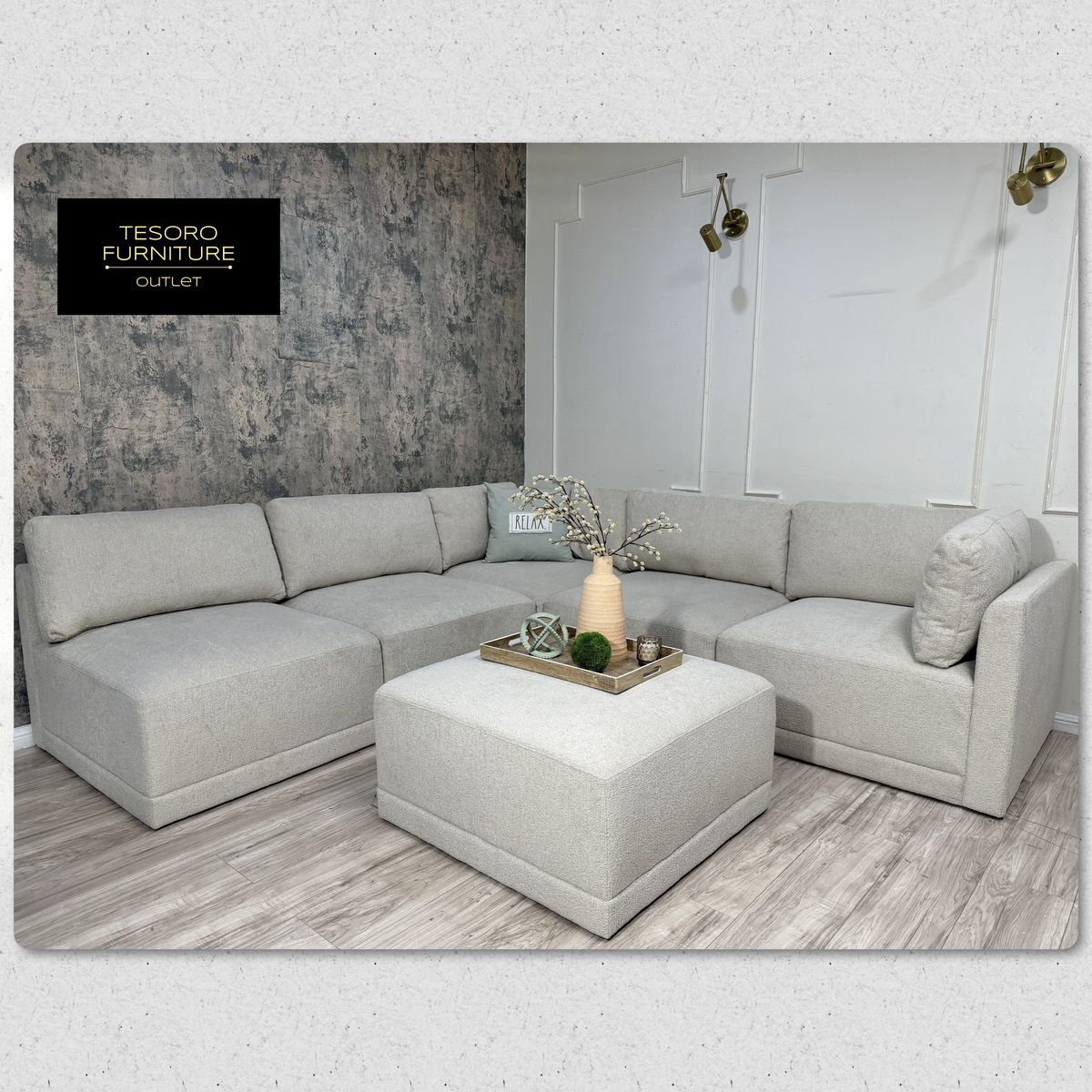MODERN CREAM BUCCLE MODULAR SECTIONAL