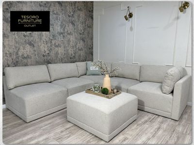MODERN CREAM BUCCLE MODULAR SECTIONAL