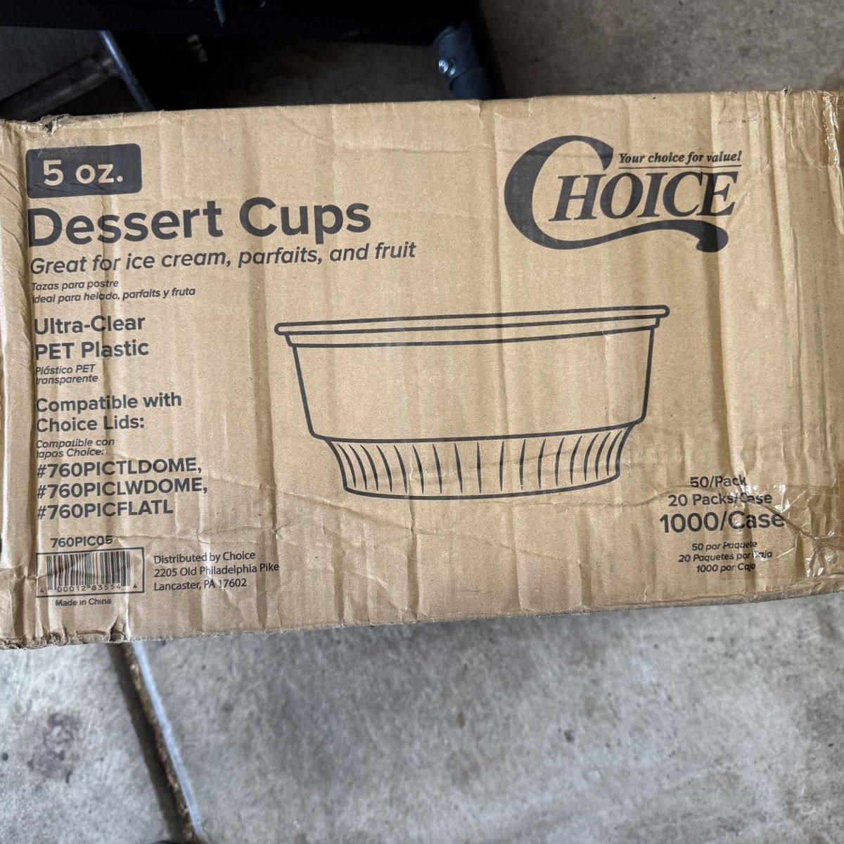 Choice 5 oz Ultra-Clear PET Plastic Dessert Cups - Full Case of 1000