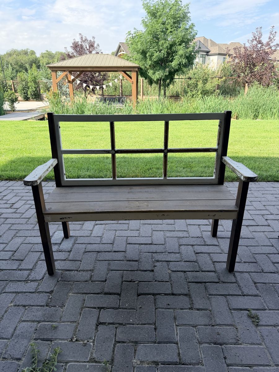 Rustic Repurposed Window Frame Garden Bench
