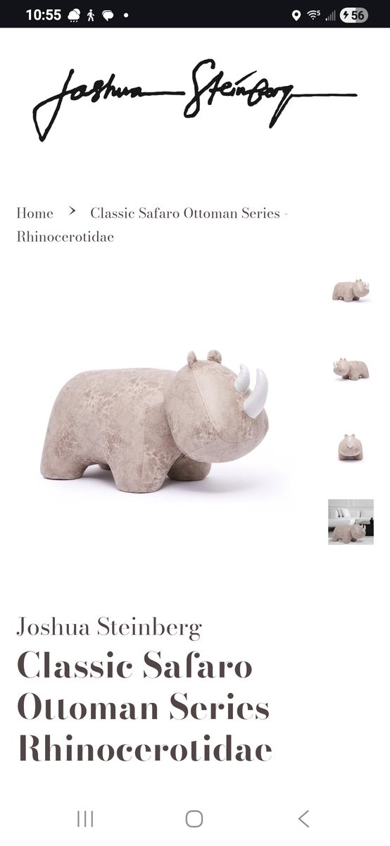 Joshua Steinburg  Classic Safari Ottoman Series"Rhinocerotidae" Ottoman