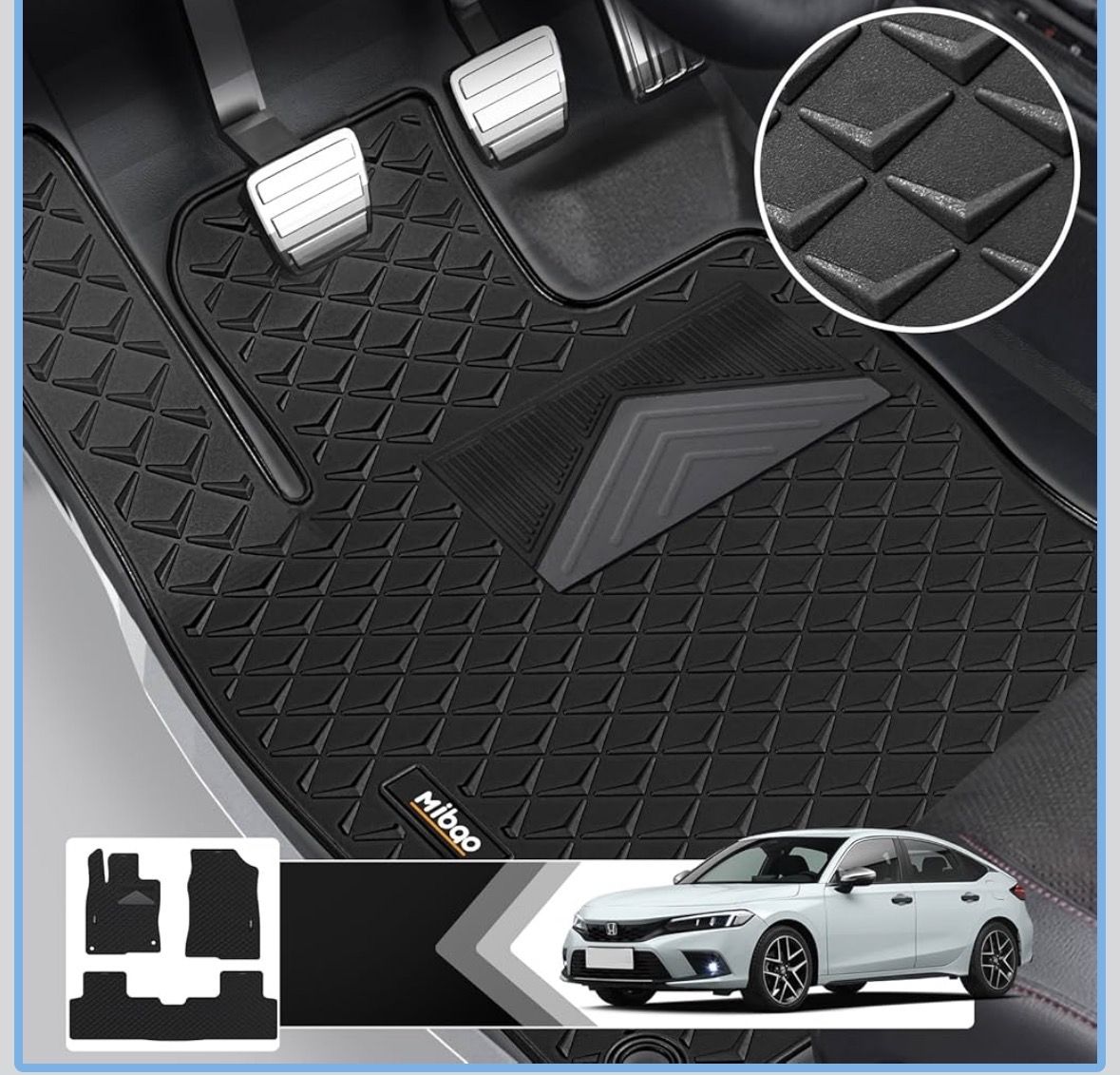 Floor Mats for Honda Civic 2016, Full Set 3-Piece