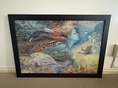 Framed Fantasy Art Jigsaw Puzzle with Nature and Woman Imagery