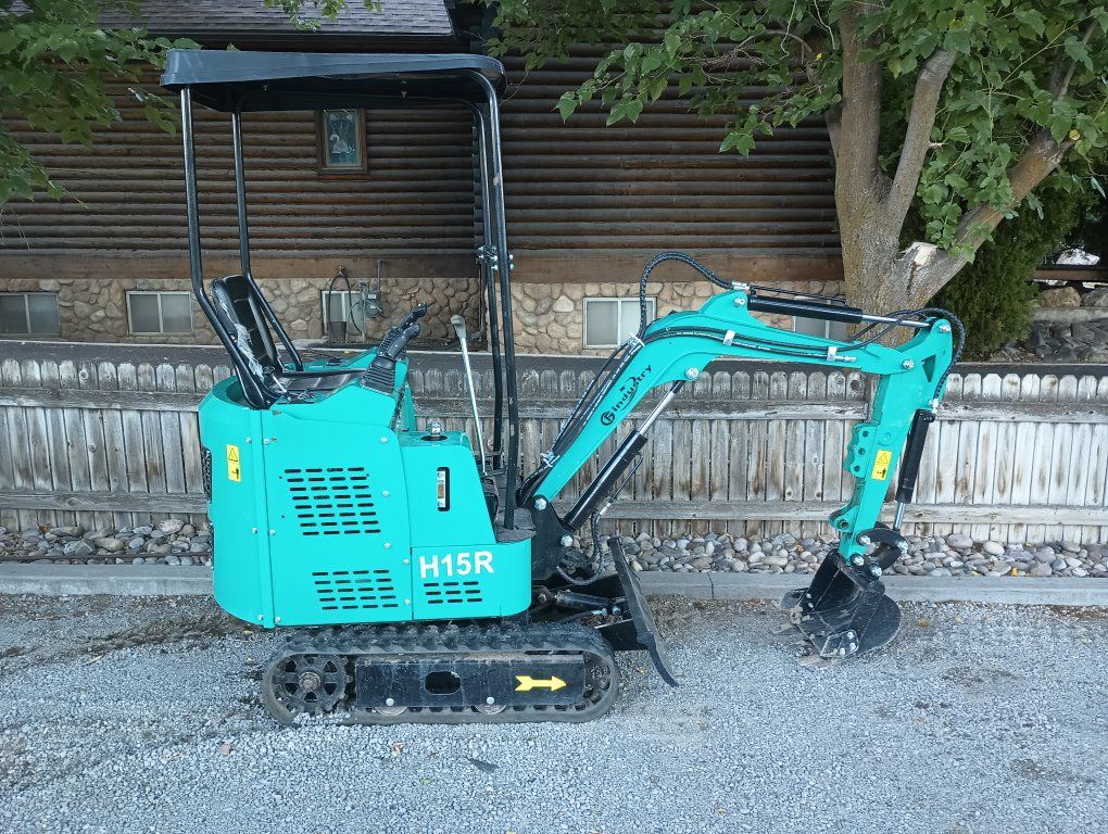 H15R Compact Mini Excavator - Teal Industrial Digger