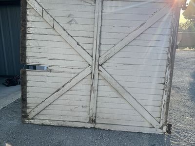 Antique wood service station garage door