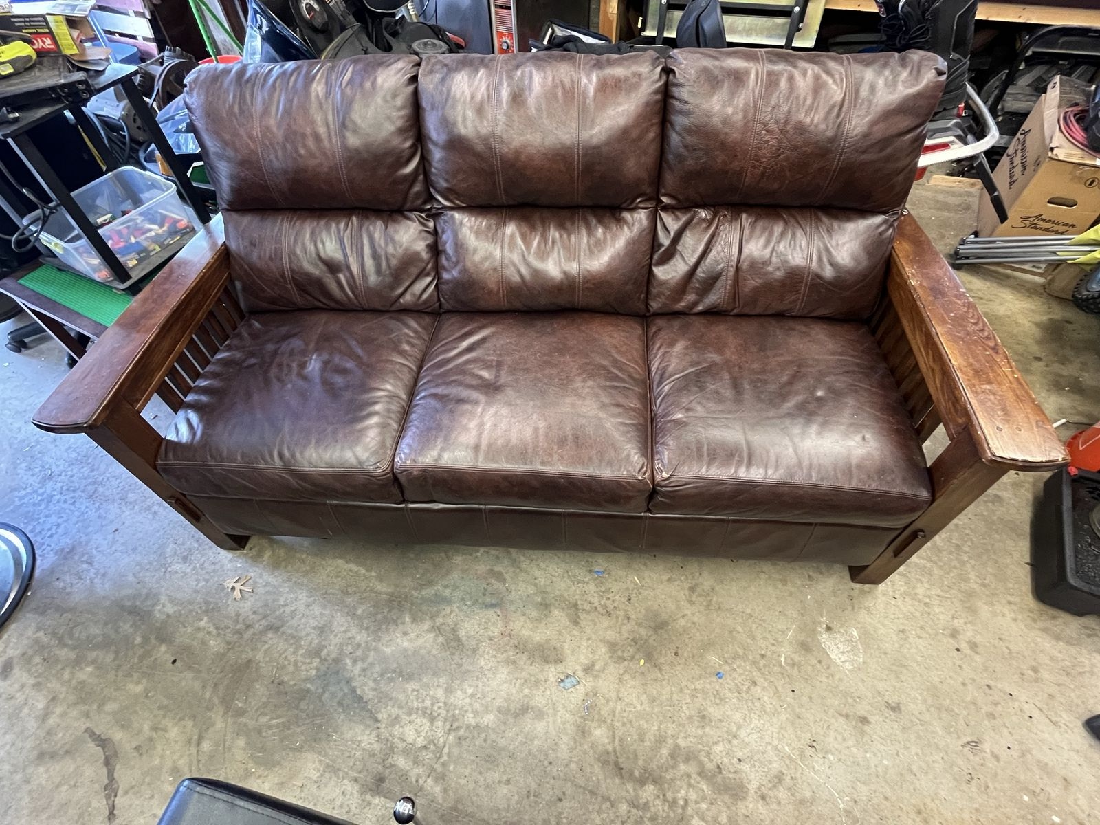 Brown leather couch