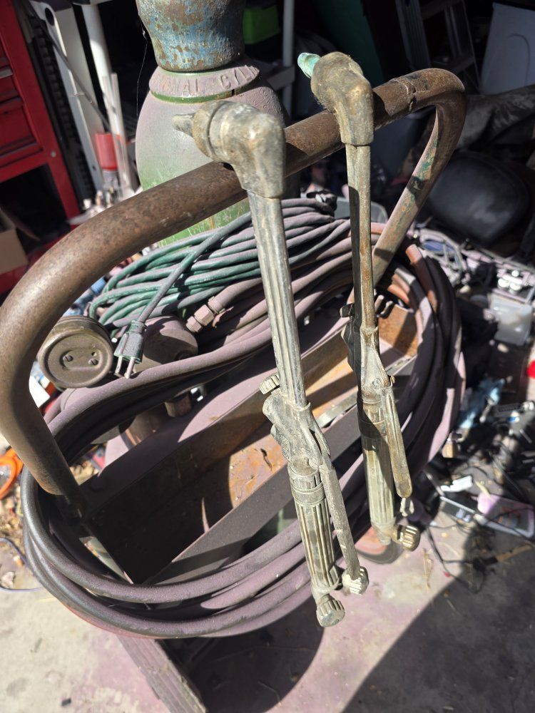 Vintage Acetylene Torch & Oxygen Tanks with Cart - Welding/Cutting Equipment