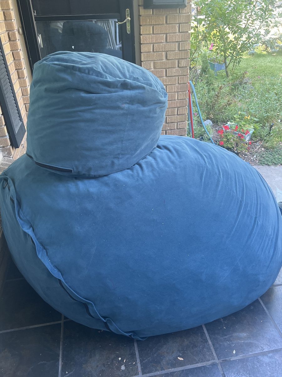 Ultimate Sack 6000 Blue Microsuede Bean Bag Chair with Footstool - Very Large