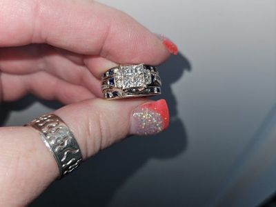Women's Diamond & Sapphire Bridal Ring Set OBO