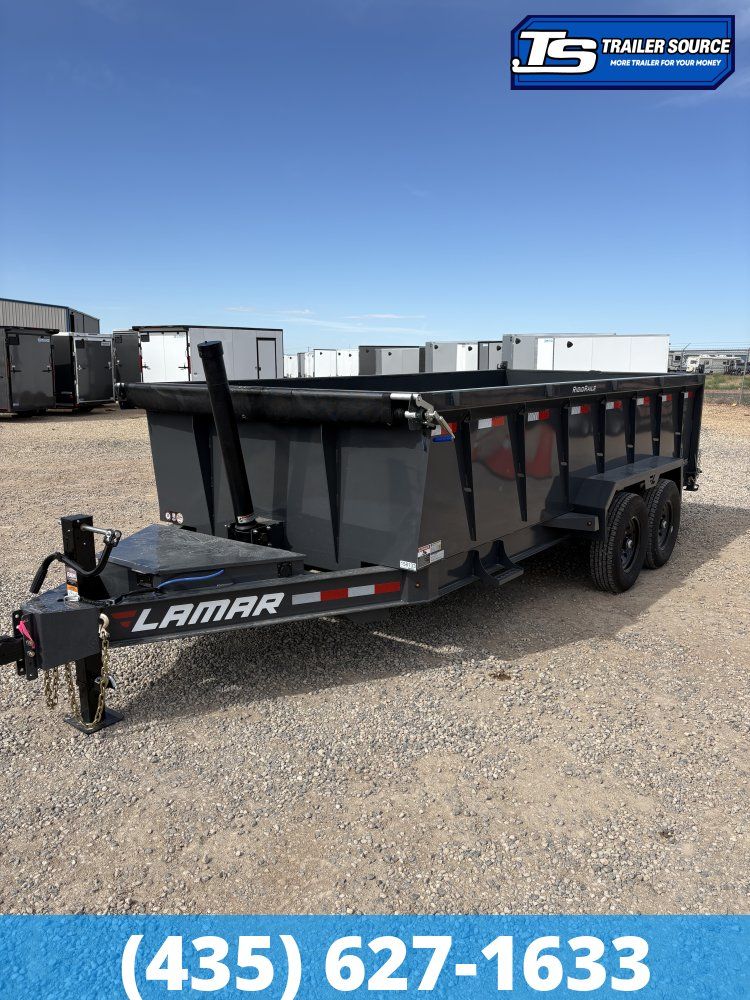 7x16 Lamar DT Dump Trailer - 36" Sides - 14K GVWR - Telescopic