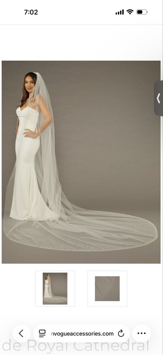EnVogue Bridal Cathedral Veil 120"L x 108"W English Tulle w/ Dense Pearl Beads, Ivory