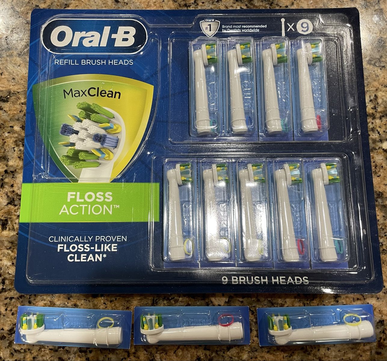 Oral-B Max Clean Floss Action Electric Toothbrush Refill Brush Heads - 9 Count Pack