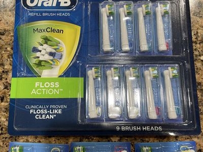 Oral-B Max Clean Floss Action Electric Toothbrush Refill Brush Heads - 9 Count Pack