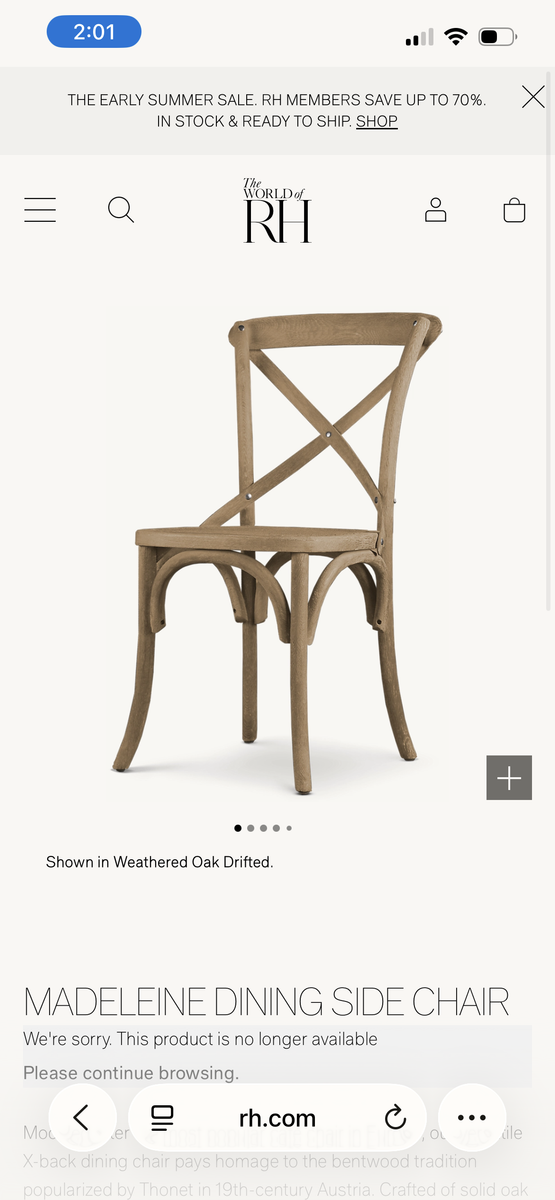 Set of 6 RH Madeleine Dining Chairs