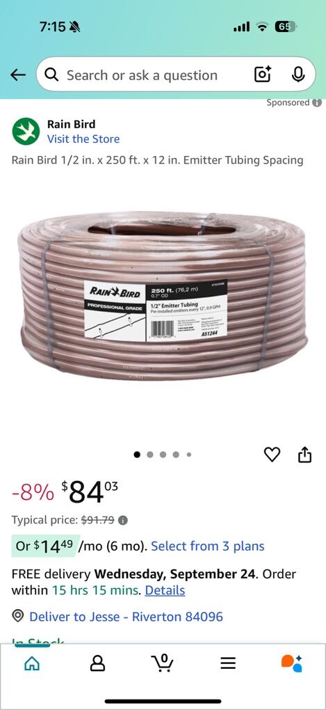 New Rainbird 1/2 Emitter Tubing 250ft