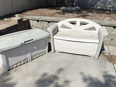 PENDING: Two outdoor storage box/bench - trade for one candy bar
