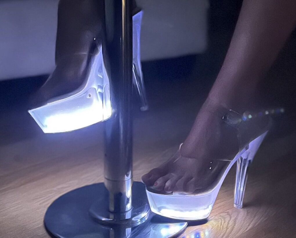 7” Heel Clear LED Illuminated Ankle Strap Sandles