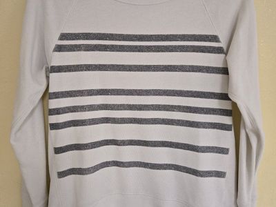 Gap Striped Pullover Sweatshirt Off White Grey Size S