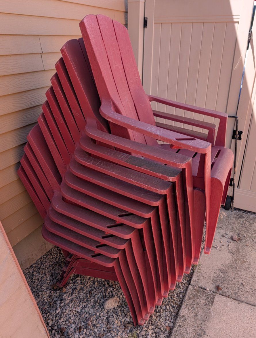 Red Adirondack Chairs - Stackable Patio Furniture, Outdoor Seating Set (Set of 11)