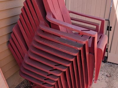 Red Adirondack Chairs - Stackable Patio Furniture, Outdoor Seating Set (Set of 11)