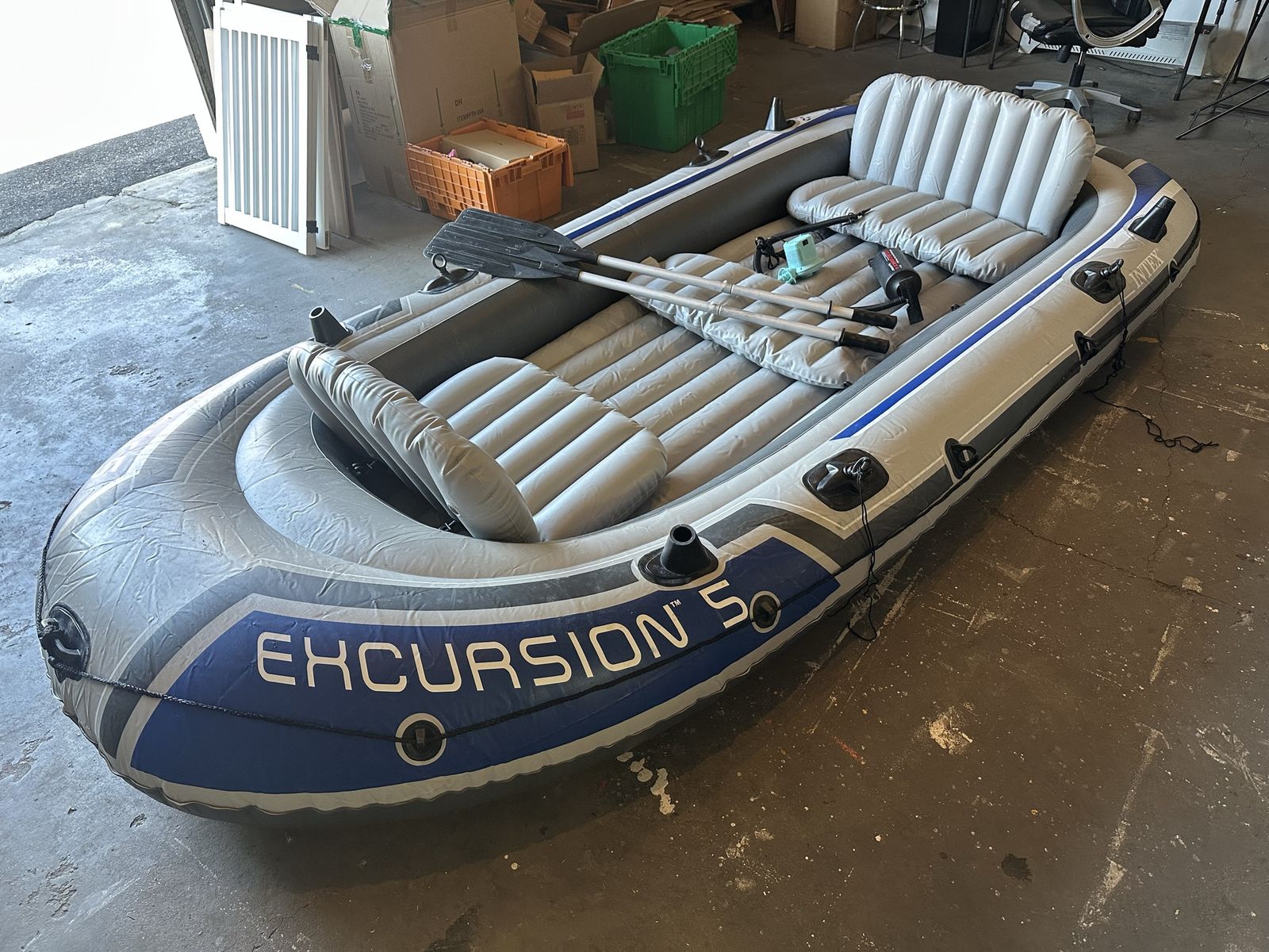 Intex Excursion 5 Person Inflatable Boat Raft Set