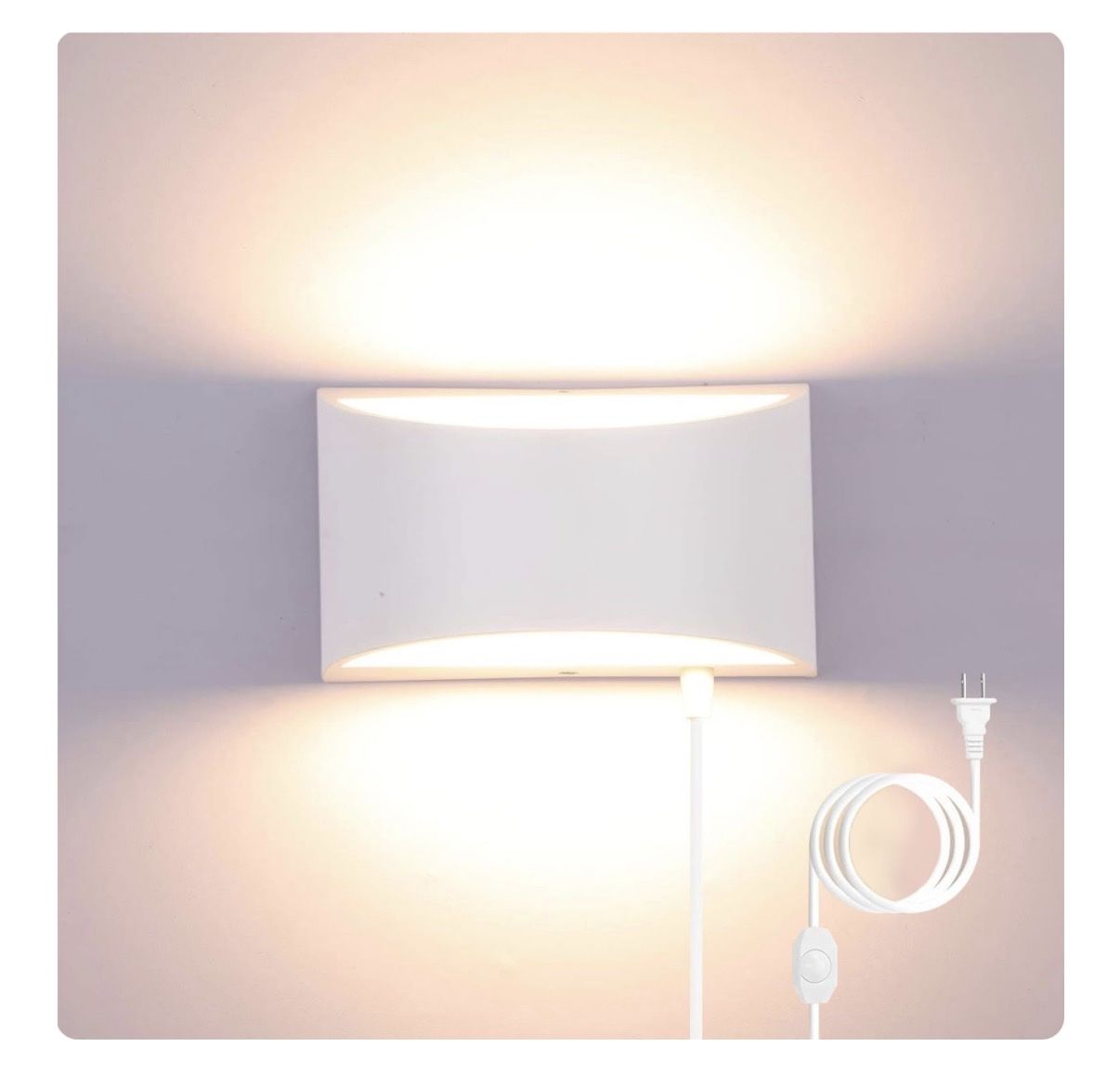 Modern White LED Wall Sconce Light - Plug-In Dimmable Accent Lighting