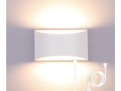 Modern White LED Wall Sconce Light - Plug-In Dimmable Accent Lighting
