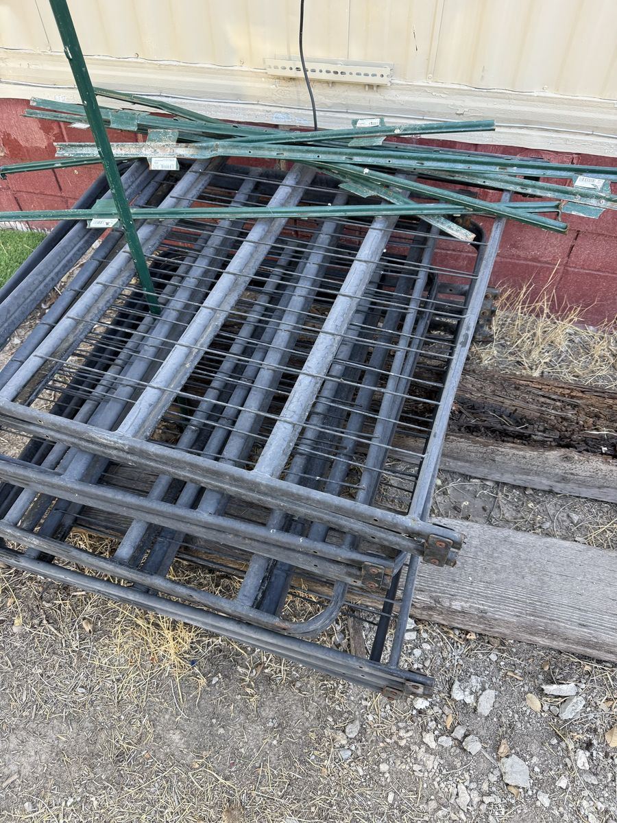 Metal Fence Panels Lot with T-Posts