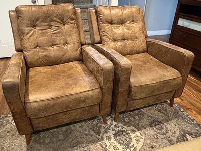 Pair of Mid-Century Style Recliners – Decent Condition