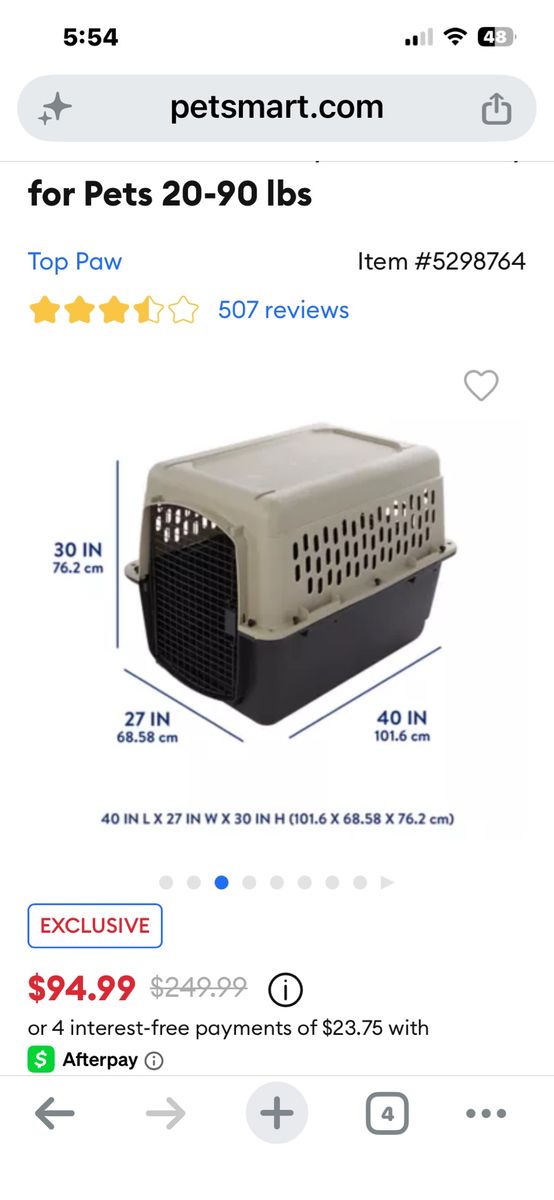 Top Paw Pet Carrier for 20-90 lbs Dogs, 40" L x 27" W x 30" H, Beige/Black