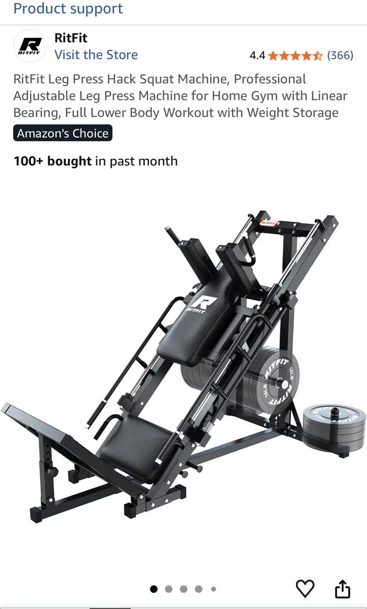 RitFit Leg Press Hack Squat Machine, Professional Adjustable Leg Press Machine for Home Gym